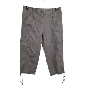 NWT Ann Taylor Signature Fit Capri Cargo Pants Beige Tan Military Size 10